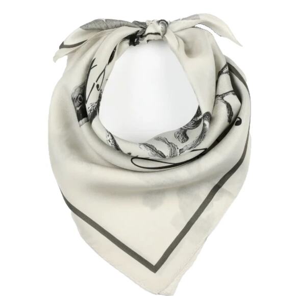 Brand New AllSaints Sanibal Placement Bandana 100% Silk Chalk White main image 5